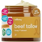100% Grass-Fed Beef Tallow Balm for Skin – Non-Toxic Whipped Moisturizer for Face & Body – Soothes Dry, Sensitive Skin & Eczema – Honey Almond (4 oz)