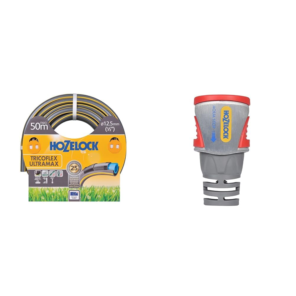HOZELOCK - HoseTricoflex Ultramax ø 12.5mm (1/2") 50m with Aquastop Hose Connector Pro ø 12.5mm - 15mm