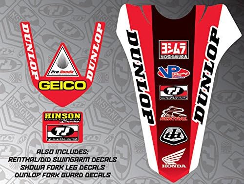 Honda Racing CRF250R 10-12 Trim Kit &amp; Shrouds Throttle Jockey Troy Lee Dunlop