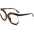 Rmerom Blue Light Blocking Oversized Glasses Stylish Fake Round Eyeglasses for Women UV400 Protection Eyewear GVA9051