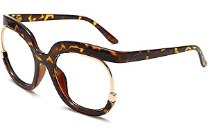 Rmerom Blue Light Blocking Oversized Glasses Stylish Fake Round Eyeglasses for Women UV400 Protection Eyewear GVA9051
