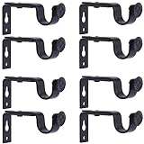 Anndason Heavy Duty Curtain Rod Brackets for 3/4 or 5/8 Inch Rod, Black Color, (Set of 8)