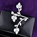 dnswez Leaf Shape CZ Cubic Zirconia Cluster 2 Finger Ring Adjustable Size for Women Girl