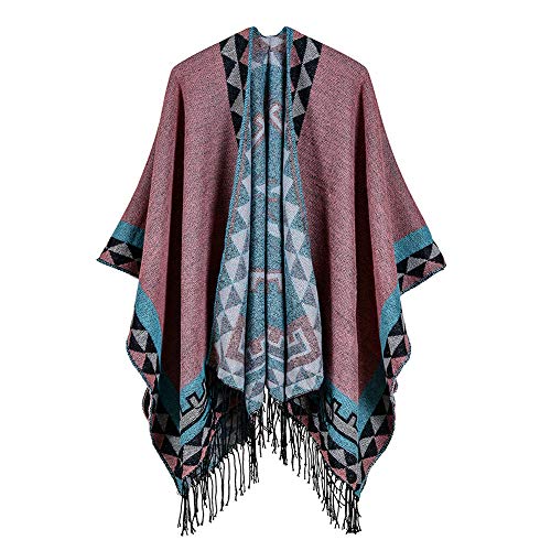 Zando Women s Winter Warm poncho Wrap Coat Tassel Open Front Cardigan Cape Shawls for women W98