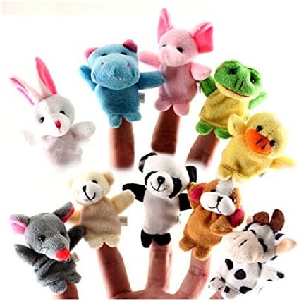 10Pcs Family Finger Puppets Cloth Doll Baby Educational Hand Cartoon Animal Toys