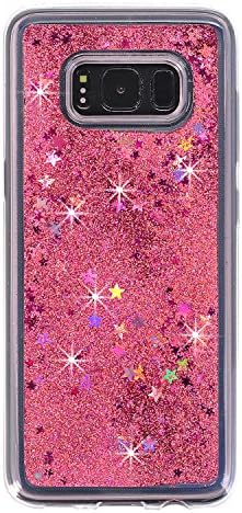 Tianyuanxuan Samsung Galaxy S8 Silicone Phone Case Bling Glitter Soft Phone Shell Flowing Liquid and Sparkle Star Ideal for Galaxy S8/S8 Plus-Pink