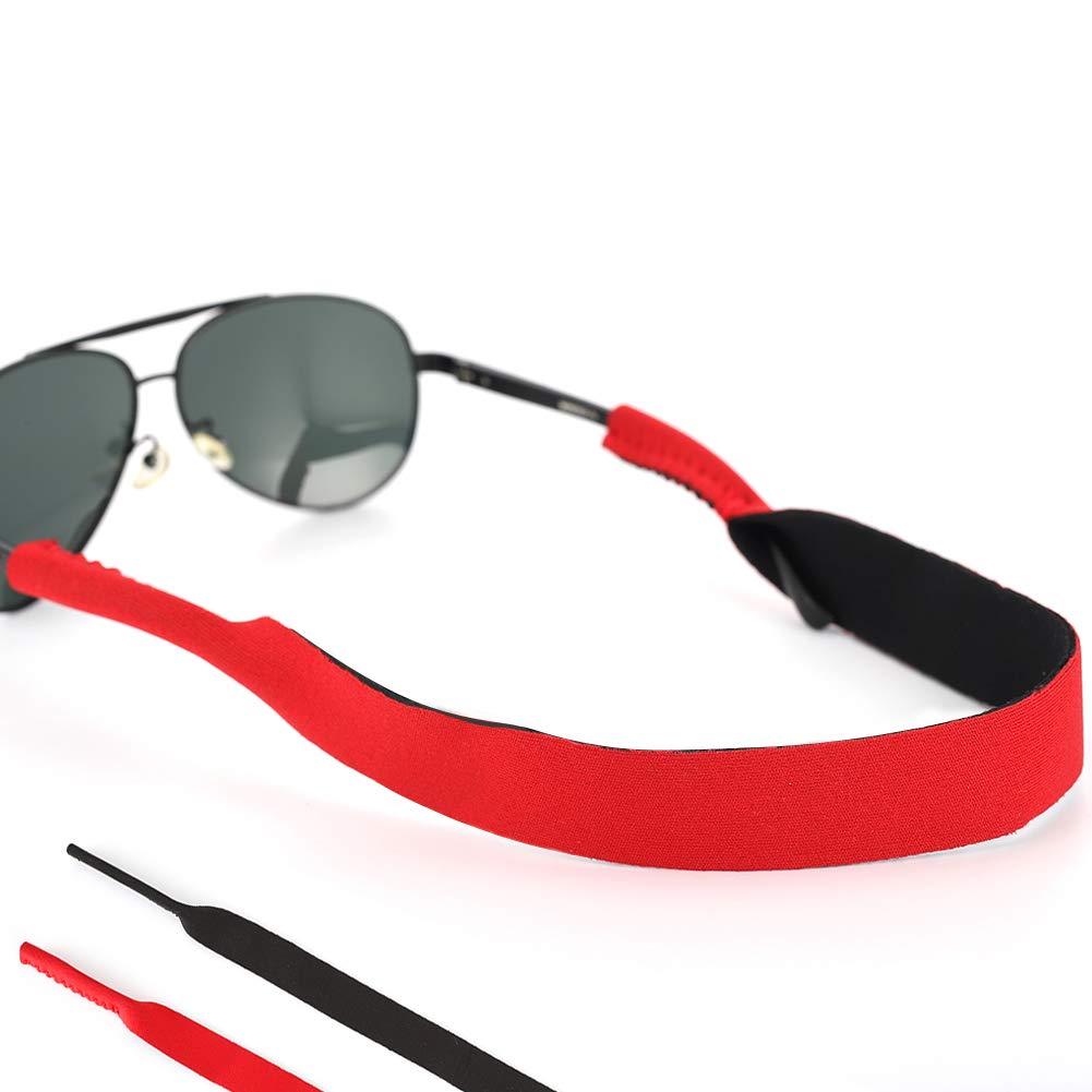 2-Pack Glasses Strap, Sunglass Strap - Adjustable Eyewear Retainer - Designed with Anti-slip and Fast Drying Neoprene Material (Black&Red)