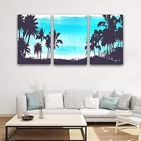 3 Panel Canvas Wall Art Gorgeous Palm Trees Pictures Home Wall Decorations for Bedroom Living Room Paintings Canvas Prints Framed - 16"x24" x 3 Panels
