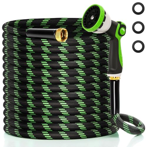 Ahititi Garden Hose 100 ft Water Hose Flexible Non-Expandable Outdoor Heavy Duty Lightweight Leakproof Kink-free flex Watering Hose Pipe for 3/4 inch Fitting Yard Lawn Outside Car Wash