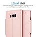 Galaxy S8 Plus Wallet Case, Maxboost [Folio Style w/ Hand Strap] Samsung Galaxy S8+ / s8 plus Card Case (2017) STAND Feature [Rose Gold] Premium PU Leather Flip Cover Card Slot +Side Pocket Magnetic