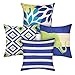 GOSHELL Throw Pillow Covers Cotton Linen Decorative Cushion Pillow Case Cover Home Sofa Decor 4 Pack 18 X 18 Inch (Geometric)