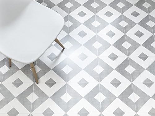 Tiles Stickers Decals - Pack of 10 Tiles - 10 Individual Tiles - Tiles Decals (Floor - 7.9 x 7.9 inches - 20 x 20 cm, Greyscale Squares Tile Decal)