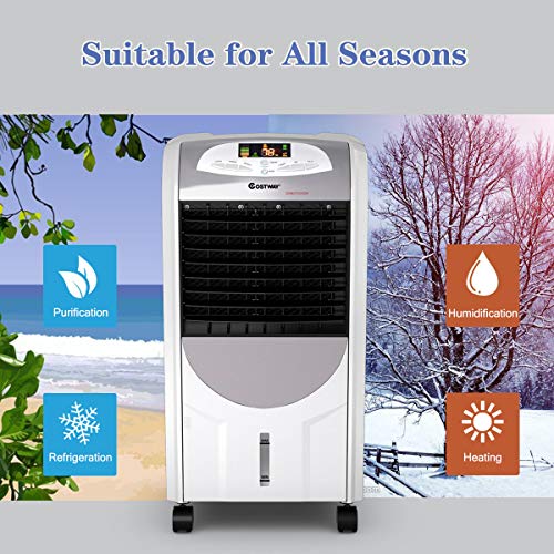 COSTWAY Air Cooler and Heater, Compact Portable cooler with Fan Filter