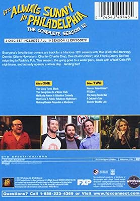 Amazon Com It S Always Sunny In Philadelphia The Complete Season 12 Charlie Day Glenn Howerton Rob Mcelhenney Kaitlin Olson Danny Devito Glenn Howerton Rob Mcelhenney Glenn Howerton Rob Mcelhenney Charlie Day Nick Frenkel