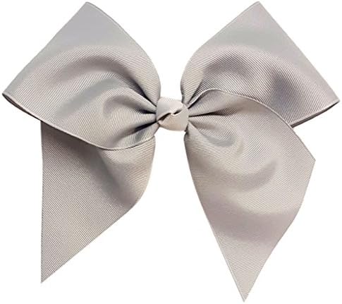 Victory Bows Large 7" Silver Hair Bow made with 3" Grosgrain Ribbon- The Anna-Made in USA French Clip