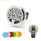Tree of Life 316L Stainless Steel Car Air Freshener Aromatherapy Essential Oil Diffuser Locket With Vent Clip