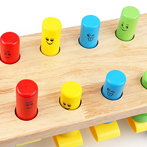 Toyssa First Pounding Bench Peg Wooden Toy with Mallet Early Educational Games for Toddlers Kids