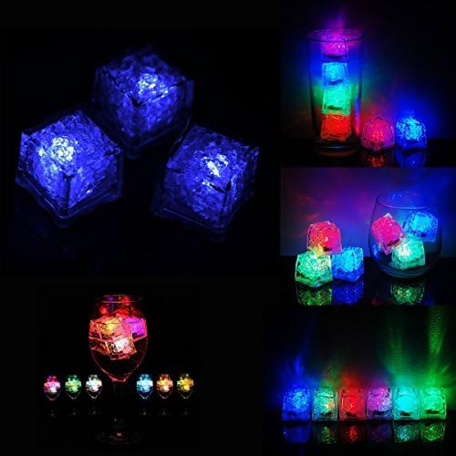 (Pack of 12) Led Ice Cubes Enter Liquid Automatically Glows Blue,Waterproof Led Lamp,Put Into Ice Bucket or Champagne Tower to Use,Apply to Bar, Club, Wedding, Family Party