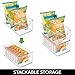mDesign Deep Plastic Kitchen Storage Organizer Container Bin with Handles and Labels for Pantry, Cabinet, Shelf, Fridge, Freezer - Holds Dry Goods, Sauces, Condiments, Ligne Collection, 4 Pack, Clear