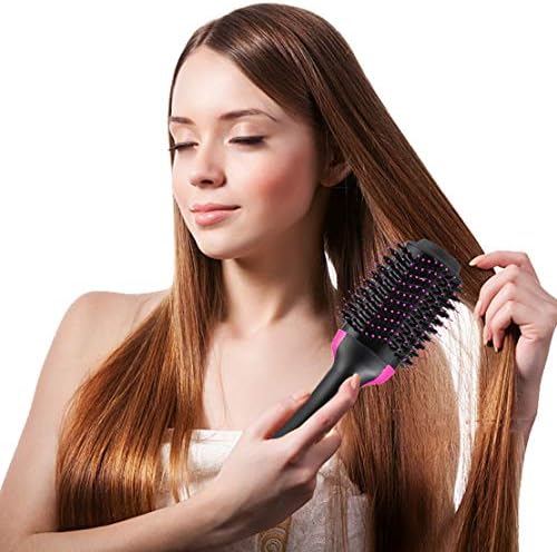 Hot Air Hair Brushes One Step Hair Dryer & Volumizer 3-in-1 Negative Ion Hair Straightener Hair Curler Hair Styler Straightening Brush Hot Air Spin Brush Salon Curly Hair Comb Reduce Frizz Static