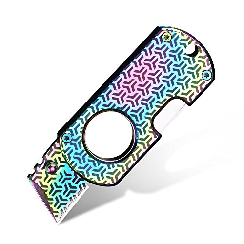 CIMA M191 Small Tactical Folding Pocket Knife,EDC Neck Knife, will not fade,send a chain (Colorful lines)