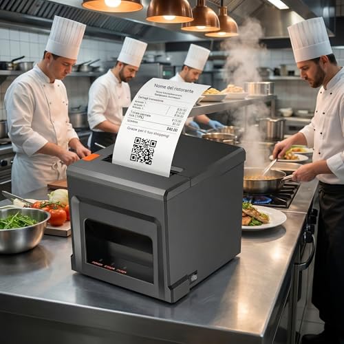 Fuhuihe 80mm Bluetooth POS Receipt Thermal Printer USB Compatible with Windows/Mac Ideal for Restaurants and Retail Stores