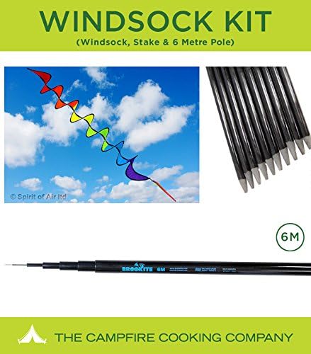 Brookite Festival Flag Pole kit with Sock Spinner Windsock, 6m Pole and Ground Stake
