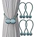 DEZENE Magnetic Curtain Tiebacks,The Most Convenient Drape Tie Backs,Decorative Rope Holdback Holder for Big,Wide or Thick Window Drapries,4 Pack(16 Inch Long),Teal