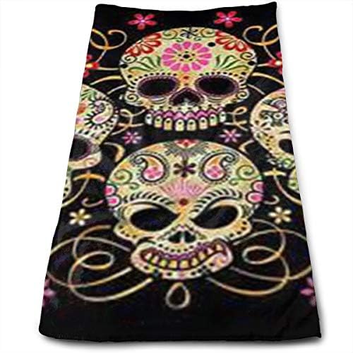 Ynjd9dsop Day of The Dead Sugar Skull Quick-Dry Hand Towels - 100% Cotton, 12" X 28"