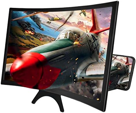 Newseego 12 Inches Phone Screen Magnifier, 3D HD Movie Screen Magnifying with Curved Surface Design Movies Videos Amplifier Foldable Phone Stand Screen Amplifier for All Smartphone – Black