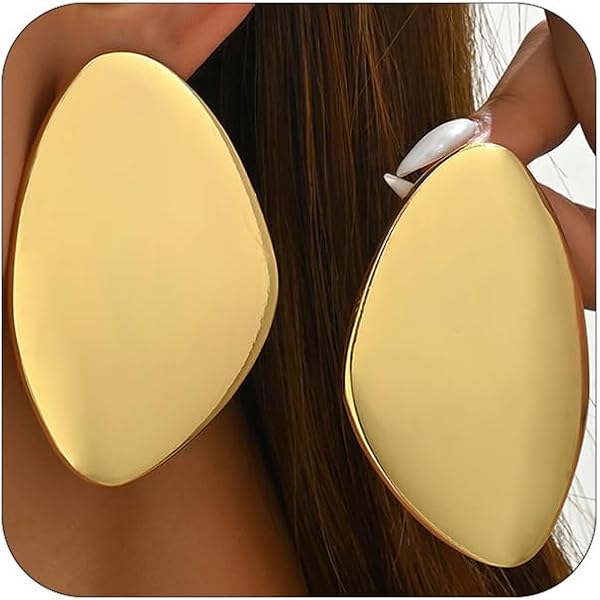 Melted Gold Earrngs Chunky Gold rregular Statementl Earrngs Bg Round Gold Stud Organc