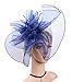 Urban CoCo Women's Elegant Flower Feather and Veil Fascinator Cocktail Party Hair Clip Hat (# 5 Navy Blue)