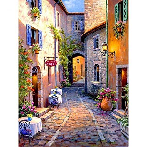DIY 5D Diamond Painting Kits for Adults Full Drill, Paintings Pictures Arts Craft for Home Wall Decor,5D Painting Diamonds Kit Street(11.8 x 15.8 in) (Street)