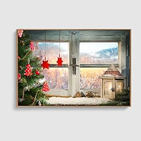 Framed Canvas Home Artwork Decoration Merry Christmas Canvas Wall Art for Living Room, Bedroom - 16x24 inches