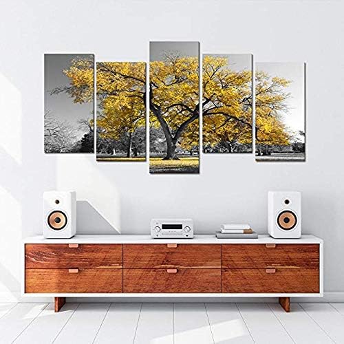 LIVELJ XXL,Pendant Abstract Oil Paintings HD Wall Decoration Painting Large Poster 5 Piece Canvas Prints Art Work Panels Modern Set Gallery/Yellow Big Tree