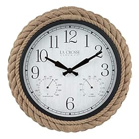 La Crosse 433-3836 14-inch Rowan Indoor/Outdoor Rope Analog Quartz Wall Clock, Brown 51HHrWCnT8L. SS280