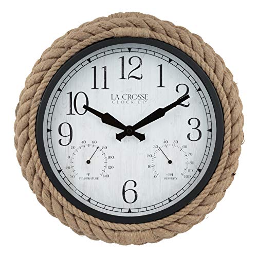 La-Crosse-433-3836-14-inch-Rowan-IndoorOutdoor-Rope-Analog-Quartz-Wall-Clock-Brown 51HHrWCnT8L