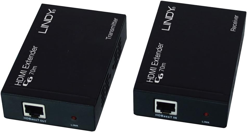 LINDY 70m Cat.6 HDMI & IR HDBaseT Extender with PoC, Black, 70 meters