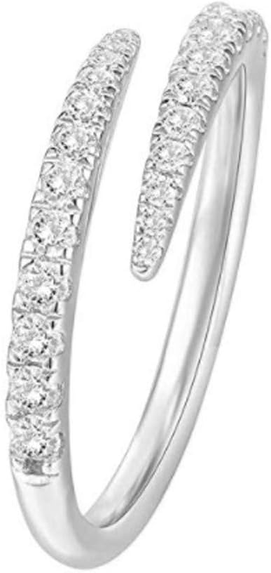 Gold Plated Sterling Silver Cubic Zirconia Open Twist Eternity Band for Women Adjuatable Open Band Ring