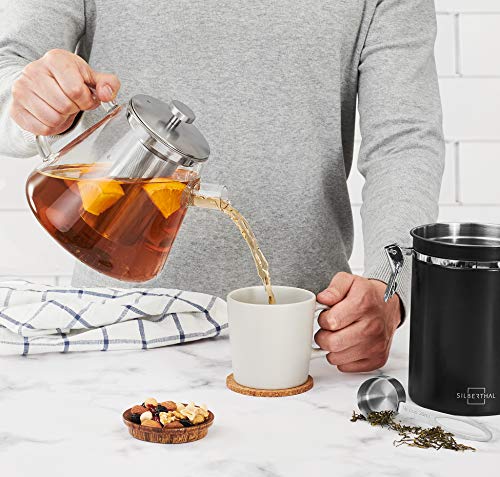 SILBERTHAL Teekanne Glas 1,5 Liter - mit Siebeinsatz & Deckel - Infuser für HeiÃgetränke & Cold Brew Tea - Ideal für Stövchen – Bild 3