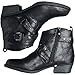 Women Wide Width Leisure Boots | Ladies Stylish Buckle Strap with Studded Large Size Ankle Boot | Casual Stacked Wood Heel Side Zipper Booties Shoesthumb 2