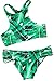CUPSHE FASHION Women's Tropical Leaves Printing Tank Padding Bikini Set, Multicolor, X-Large