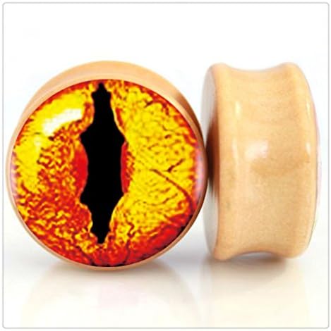 Wood Eye Logo Ear Gauge Plug And Tunnel 6mm-20mm Ear Stretcher Expander Saddle Plug Piercing (1 pair (14 mm))