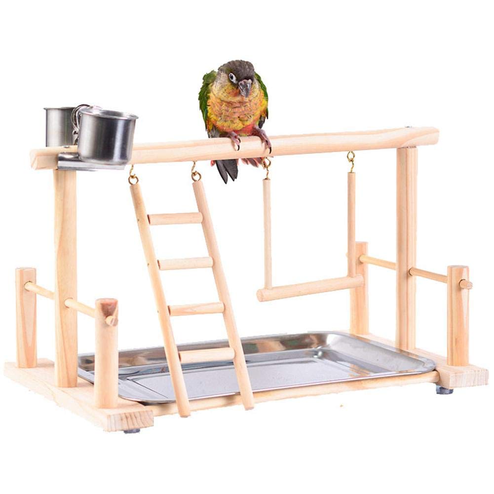 Buy fervortop Parrot Play Stand Wooden Bird Playground Perch Gym Ladder Exercise Play Toys