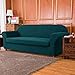 SUBRTEX Stretch Sofa Slipcover 2 Piece Sofa Cover 3 Seater Soft Couch Slipcover Washable Furniture Covers, Jacquard Fabric Small Checks(Turquoise,Sofa)