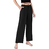 DAVID ARCHY Women Pajama Pants Bamboo Rayon Comfy Cooling Lounge Sleep Flowy Casual Wide Leg Pj Bottom with Pockets 1/2 Pack