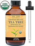 Organic Tea Tree Oil, Large 4 oz USDA Certified Organic, 100% Pure Essential Oil, Therapeutic Grade, Melaleuca alternifolia by Mary Tylor Naturals