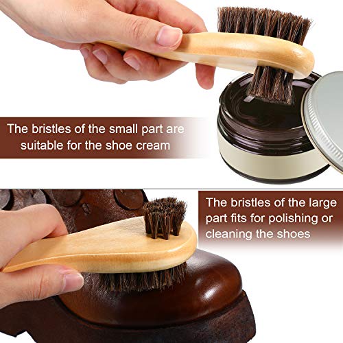 Youngjoy 4 Pieces Horsehair Shine Shoes Brush kit Polish Dauber Applicators (D)