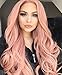 SAPPHIREWIGS Peach Pink Color Natural Wavy Women Wedding Hair Present Beauty Blogger Daily Makeup Natural Hairline 24'' Synthetic Lace Front Wigs