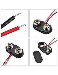 bbto 10 unidades tipo T 9 V batería Conector de Clip largo conexión de cable carcasa rígida conector rojo negro